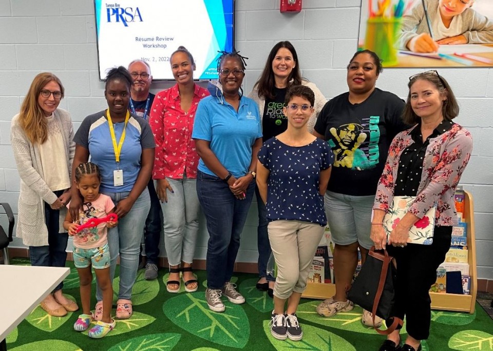 Some of the volunteers and attendees: Heather Grzelka (left), Terra Hall (fifth from left), Natalie Preston (sixth from left), Christina Zarella (seventh from left, back), and Heather Hardwick (right)