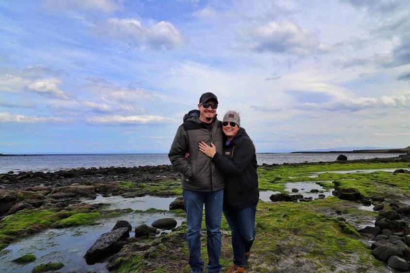 Kaley and husband in Scotland